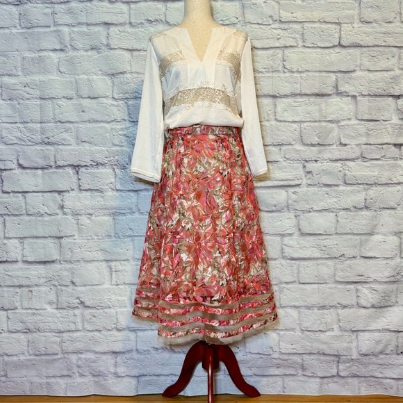 BCBGMaxAzria Erid White Lace Stripe Top - Picture 5 of 9